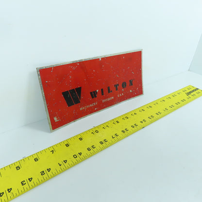 Wilton Machinery Division 10" x 4-1/2" Aluminum Name Legend Logo Plate USA