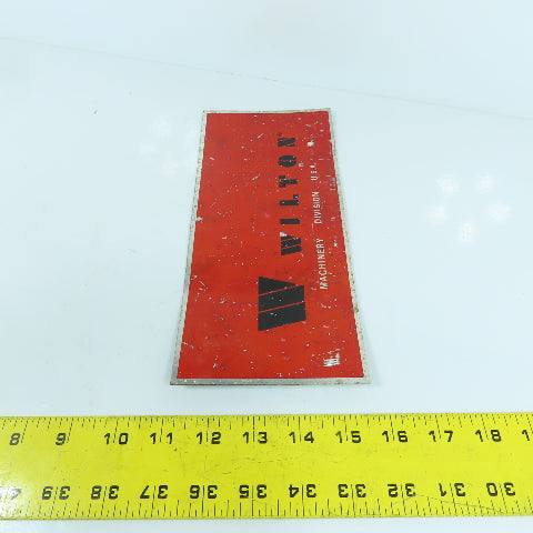 Wilton Machinery Division 10" x 4-1/2" Aluminum Name Legend Logo Plate USA