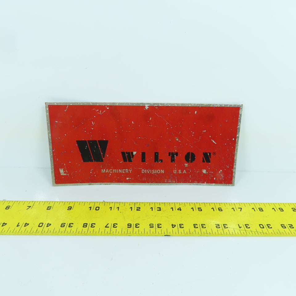 Wilton Machinery Division 10" x 4-1/2" Aluminum Name Legend Logo Plate USA