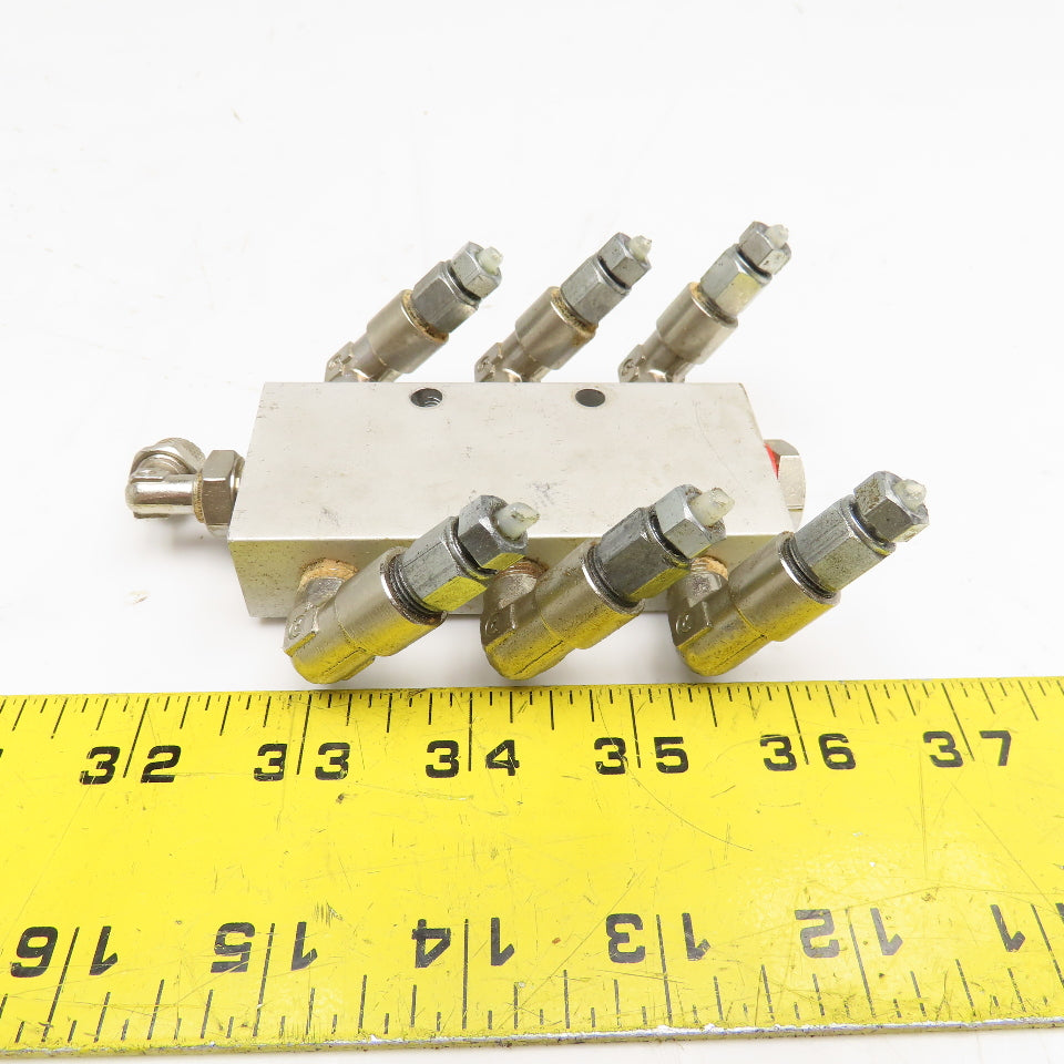 1/4" x 1/8" Aluminum Lubrication Manifold 6 Way