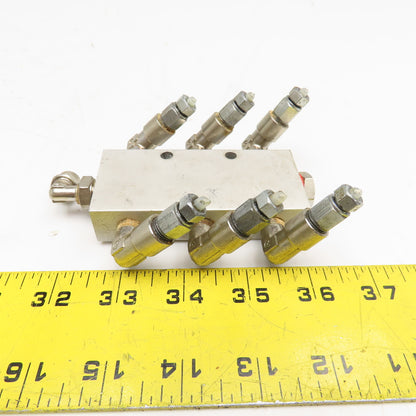 1/4" x 1/8" Aluminum Lubrication Manifold 6 Way