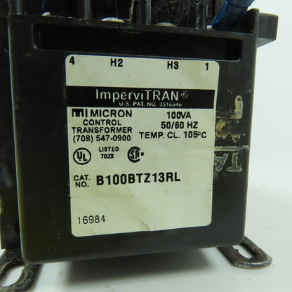 ImperviTran B100BTZ13RL 100VA Control Transformer Pri 220-480V Sec 110-115-120V