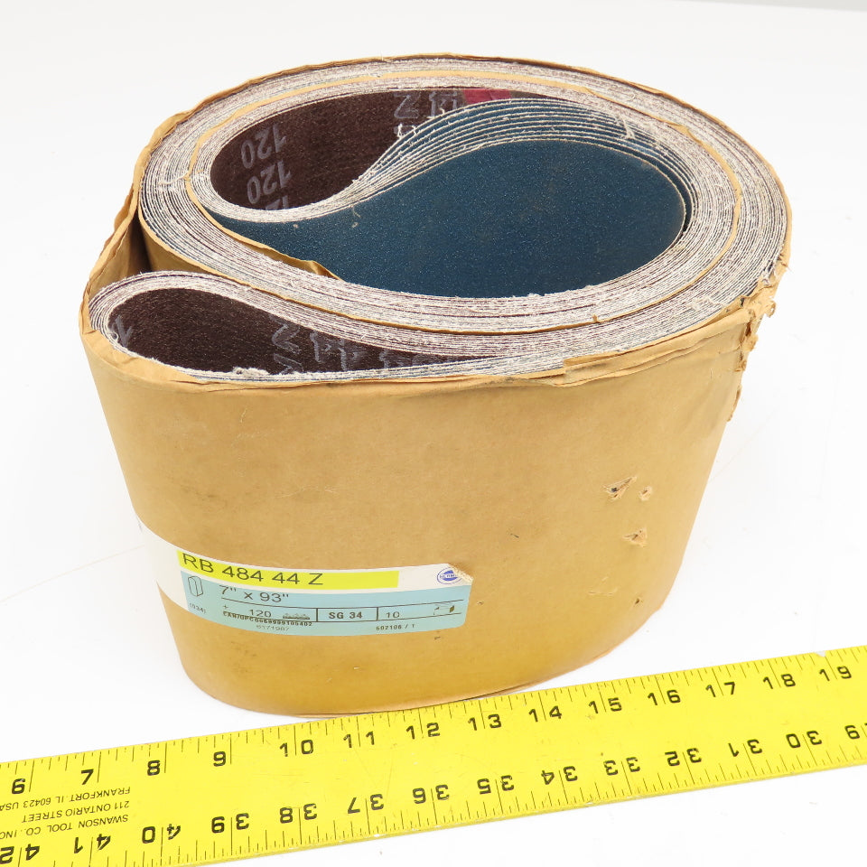 Hermes Abrasives RB 484 44 Z 7" x 93" Abrasive Sanding Belt 120 Grit Lot Of 10