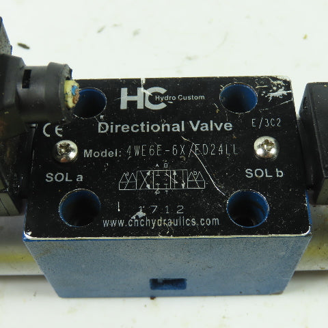 Hydro Custom 4WE6E-6X/ED24LL Hydraulic Directional Control Valve 24VDC Coil