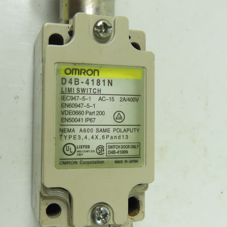Omron D4B-4181N 400V Limit Switch 2A Spring Coil