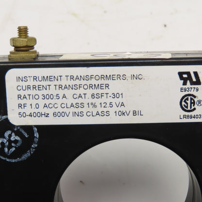 Instrument Transformers 6SFT-301 600V 50-400Hz 300:5 Ratio Current Transformer