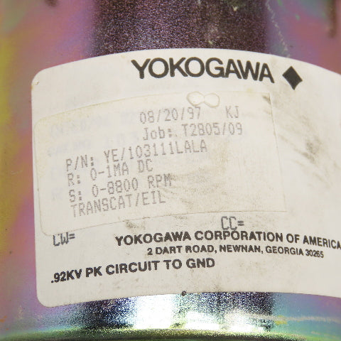 Yokogawa YE/103111LALA Panel Mount Speed Ammeter 0-8800RPM 0-1MA DC