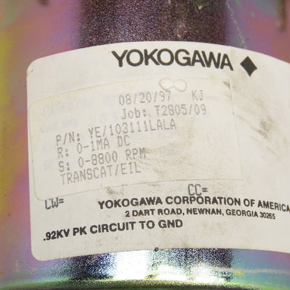 Yokogawa YE/103111LALA Panel Mount Speed Ammeter 0-8800RPM 0-1MA DC