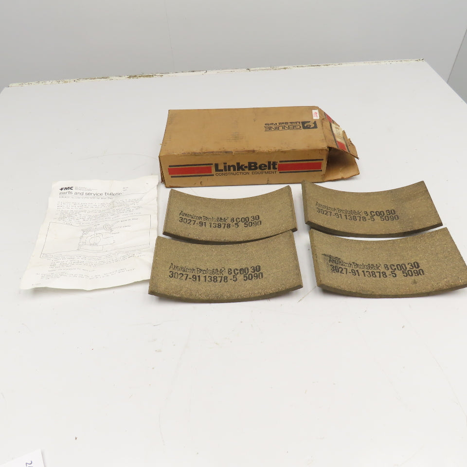 Link-Belt American Brakeblok 3027-91 13878-5 5090 Brake Lining Kit 9" x 4-3/8"