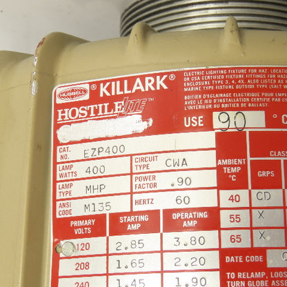 Killark EZP400 400 Watt Hazardous Location Metal Halide Light Fixture 120-480V