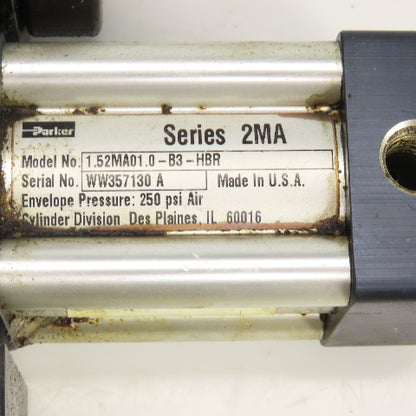 Parker Pneumatic Guided Cylinder 1-1/2" Stroke 3/4" Rod 1-5/8" Bore 250 PSI
