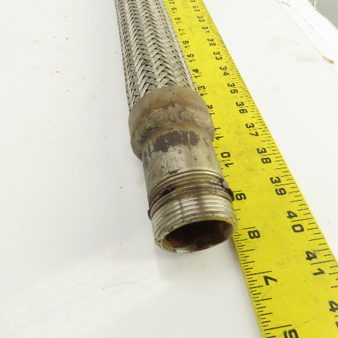 1-1/4" NPT Male x Male Stainless Steel Braided Flexible Hose 36" OAL