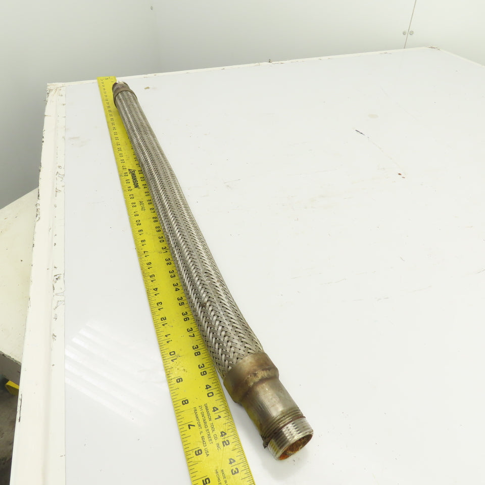 1-1/4" NPT Male x Male Stainless Steel Braided Flexible Hose 36" OAL
