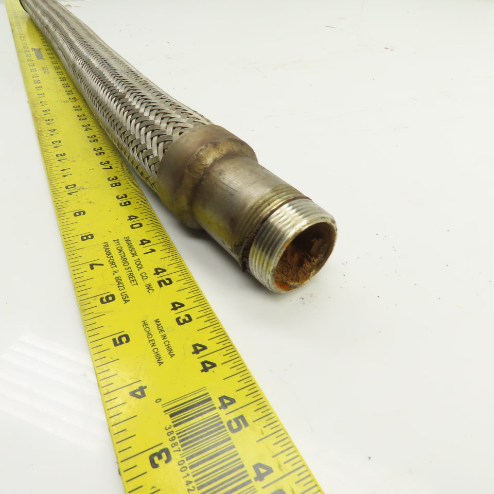 1-1/4" NPT Male x Male Stainless Steel Braided Flexible Hose 36" OAL