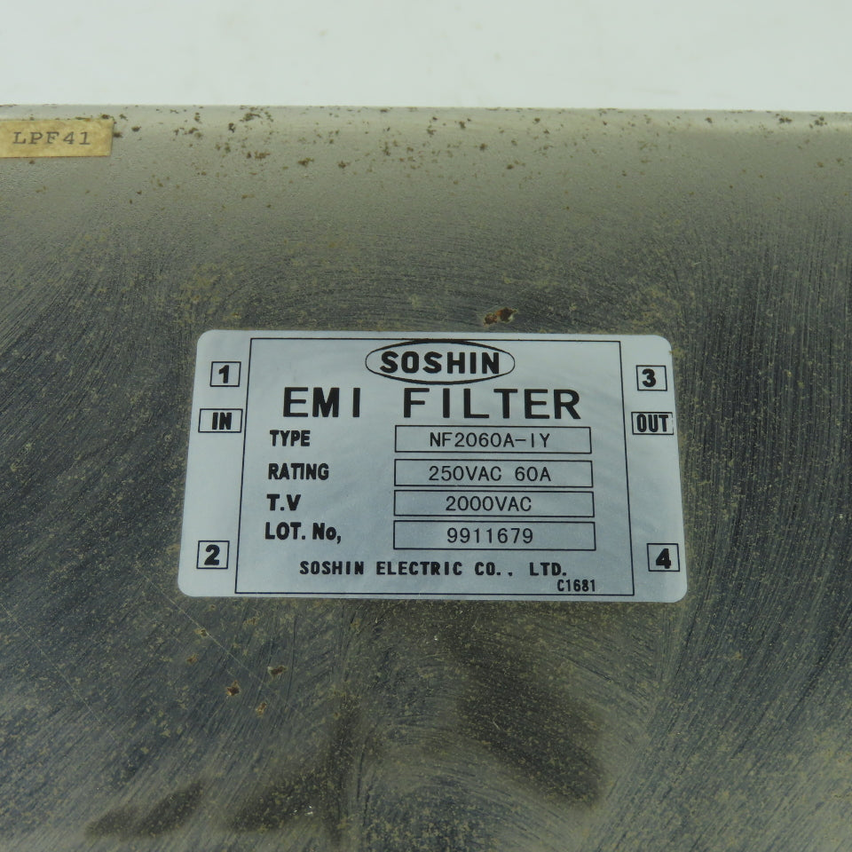 Soshin NF2060A-IY EMI Filter 250VAC 60A