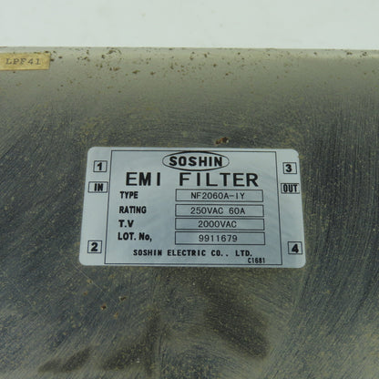Soshin NF2060A-IY EMI Filter 250VAC 60A