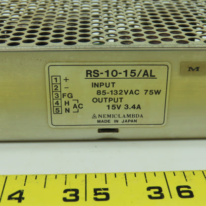 Nemic RS-10-15/AL Power Supply input 85-132VAC 75W Output 15V 3.4A