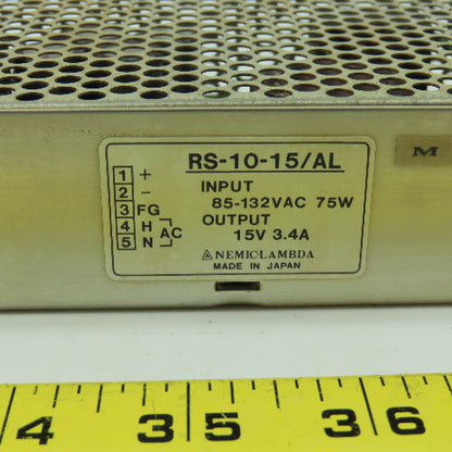 Nemic RS-10-15/AL Power Supply input 85-132VAC 75W Output 15V 3.4A
