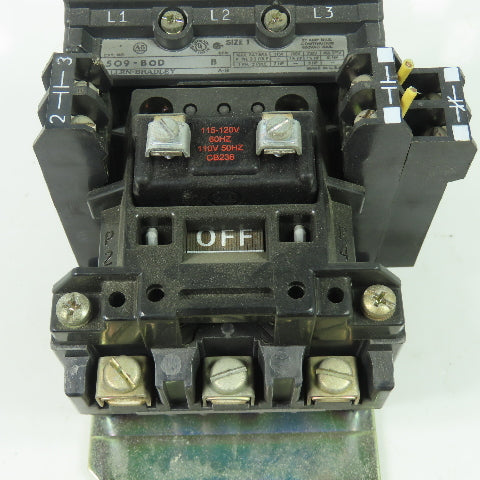 Allen Bradley 509-B0D Ser B Size 1 27A Motor Starter 120V 600V Without Overload