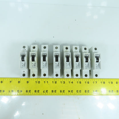 Siemens 5SX2 C2 2A Single Pole Rail Mount Circuit Breaker 277V Max Lot Of 8