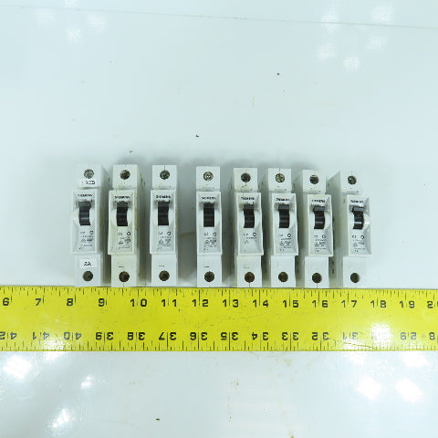 Siemens 5SX2 C2 2A Single Pole Rail Mount Circuit Breaker 277V Max Lot Of 8