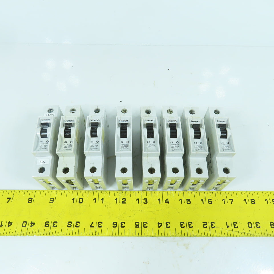 Siemens 5SX2 C2 2A Single Pole Rail Mount Circuit Breaker 277V Max Lot Of 8