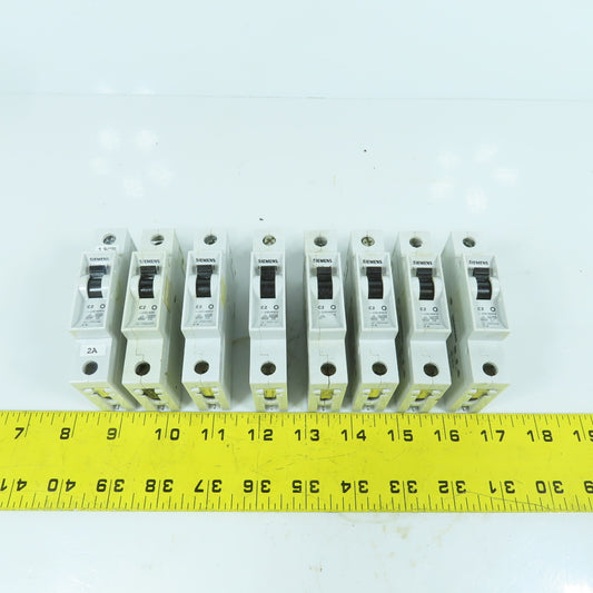 Siemens 5SX2 C2 2A Single Pole Rail Mount Circuit Breaker 277V Max Lot Of 8