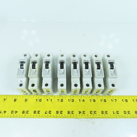 Siemens 5SX2 C2 2A Single Pole Rail Mount Circuit Breaker 277V Max Lot Of 8