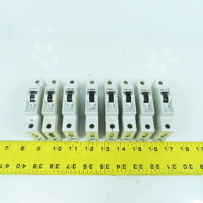 Siemens 5SX2 C2 2A Single Pole Rail Mount Circuit Breaker 277V Max Lot Of 8