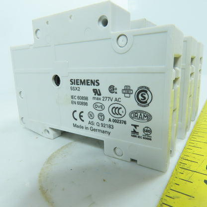Siemens 5SX2 C10 10A Single Pole Rail Mount Circuit Breaker 277V Max Lot Of 3