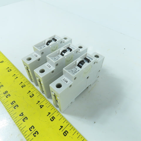 Siemens 5SX2 C10 10A Single Pole Rail Mount Circuit Breaker 277V Max Lot Of 3