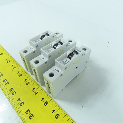 Siemens 5SX2 C10 10A Single Pole Rail Mount Circuit Breaker 277V Max Lot Of 3