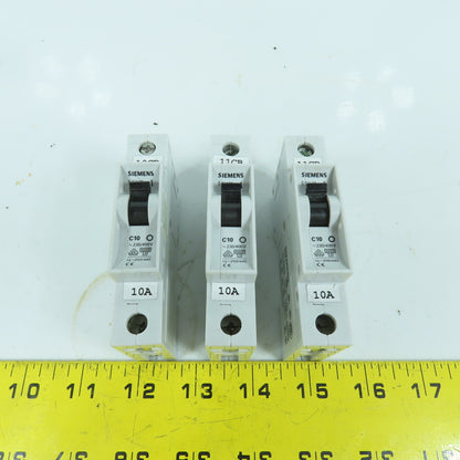 Siemens 5SX2 C10 10A Single Pole Rail Mount Circuit Breaker 277V Max Lot Of 3