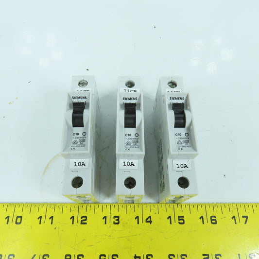 Siemens 5SX2 C10 10A Single Pole Rail Mount Circuit Breaker 277V Max Lot Of 3