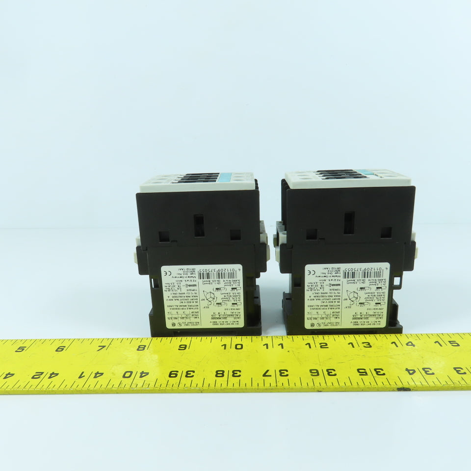 Siemens 3RT1023-1B 35A Motor Starter Contactor 600V 1/3-7.5HP 24V DC Coil Lot/2