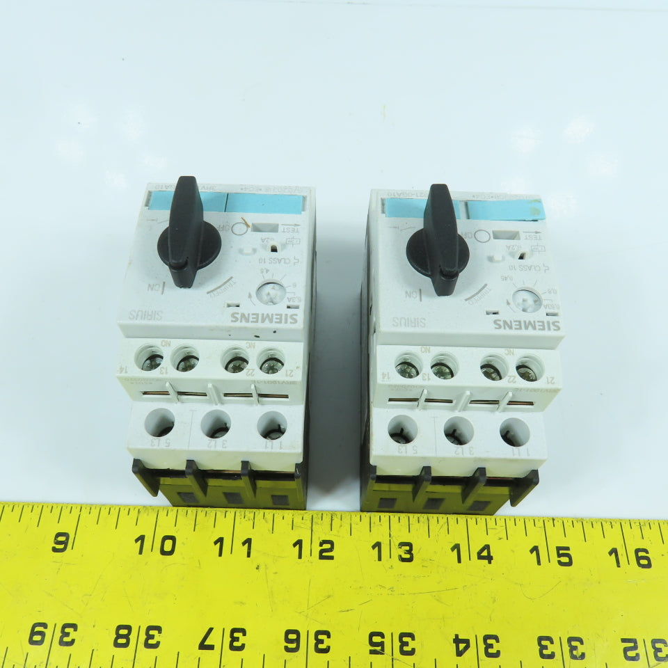 Siemens 3RV1021-0GA10 0.45-0.63A Motor Starter Circuit Breaker 600VAC Lot Of 2