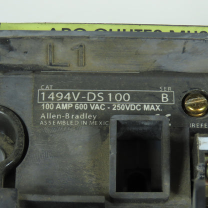 Allen Bradley 1494V-DS100 100A Non-Fusible Disconnect Switch 600V Right-Hand