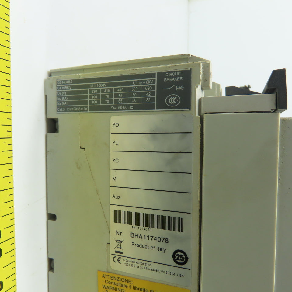 Allen Bradley 140G-N6H3-E12 1200A 3 Pole Circuit Breaker 600V 50/60Hz W/Operator