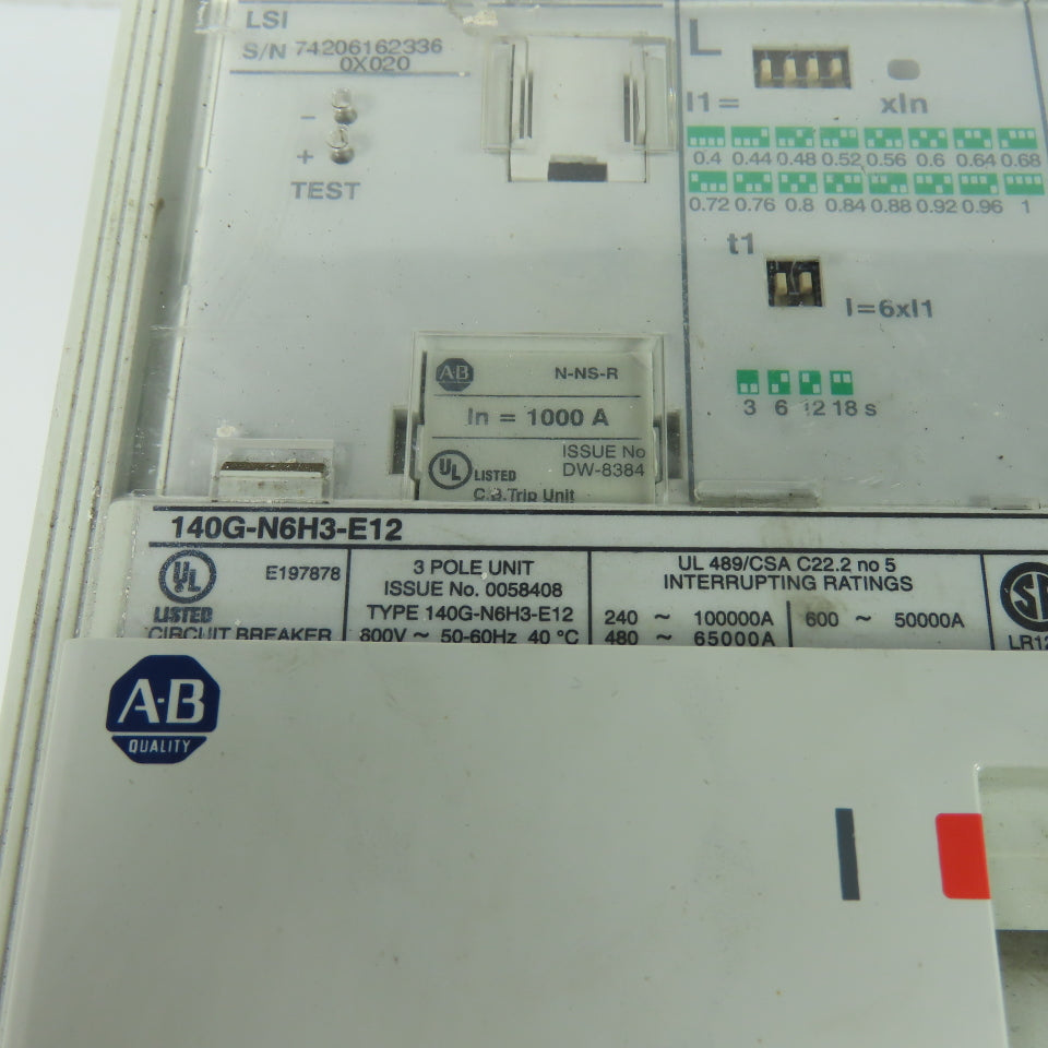 Allen Bradley 140G-N6H3-E12 1200A 3 Pole Circuit Breaker 600V 50/60Hz W/Operator