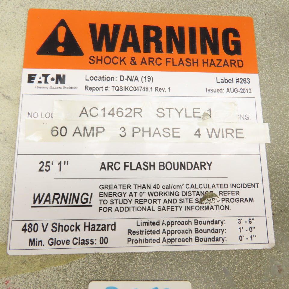 General Electric AC1462R 60A Fusible Busway Plug Switch 3PH 4W 600V Max