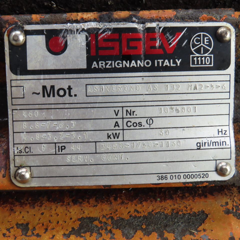 Isgev ASINCRONO AS 132 MA2-4-6 4.8-3.1kW AC Electric Motor 460V 3PH 3460RPM