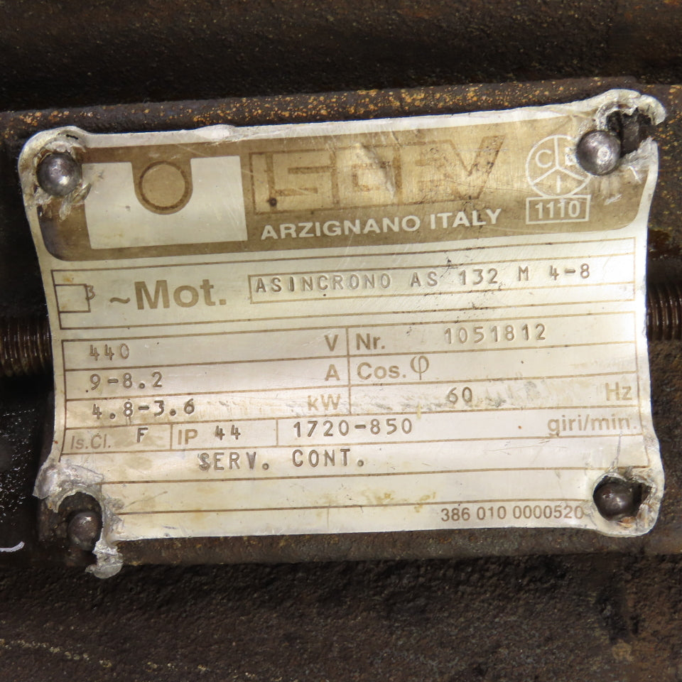 Isgev ASINCRONO AS132M4-8 4.8-3.6kW Electric Motor 1720/850RPM 3PH Bad Bearings