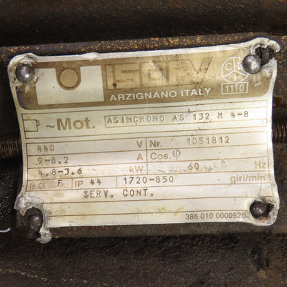Isgev ASINCRONO AS132M4-8 4.8-3.6kW Electric Motor 1720/850RPM 3PH Bad Bearings