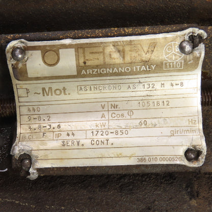 Isgev ASINCRONO AS132M4-8 4.8-3.6kW Electric Motor 1720/850RPM 3PH Bad Bearings