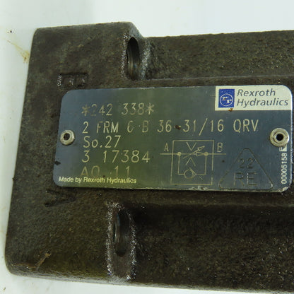 Rexroth 2 FRM 6 B 36-31/16 QRV 2-Way Flow Control Valve NO KEY