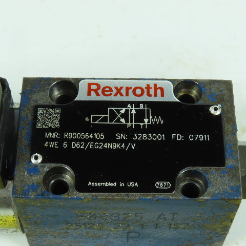 Rexroth R900564105 4WE 6 D62/EG24N9K4/V Hydraulic Control Valve 24VDC Coil