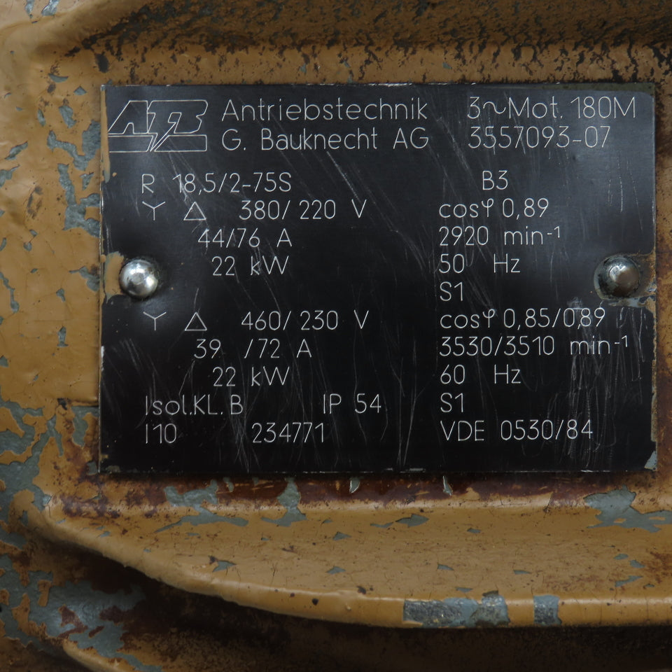 Antriebstechnik 22kW AC Electric Motor 3530RPM 230/460V 3PH From Kaeser AS35