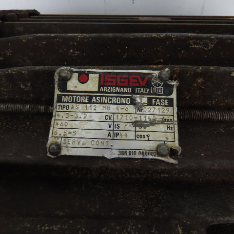 Isgev AS112MB4-6 4.3-3.2CV AC Electric 2-Speed Motor 1740-1140RPM 460V 3PH