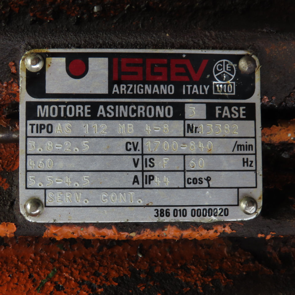 Isgev AS112MB4-8 3.8-2.5CV AC Electric 2-Speed Motor 1700-840RPM 460V 3PH