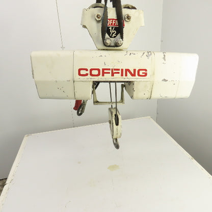 Coffing WR3 1/2 Ton Electric Wire Rope Hoist 15' Lift 8FPM 230V 3PH W/ Trolley